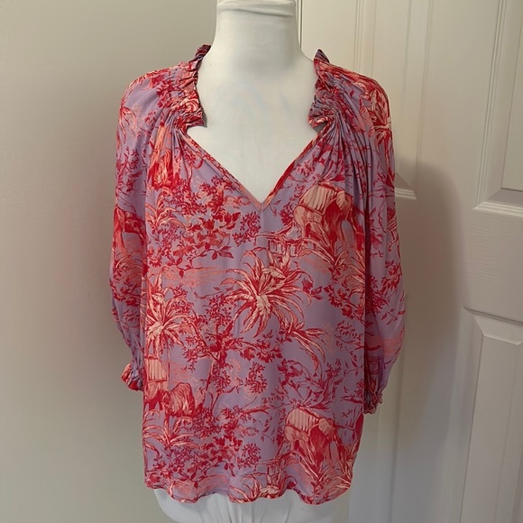 Gilner Farrar Ellie Blouse Tiger Elephant Print - Picture 1 of 8